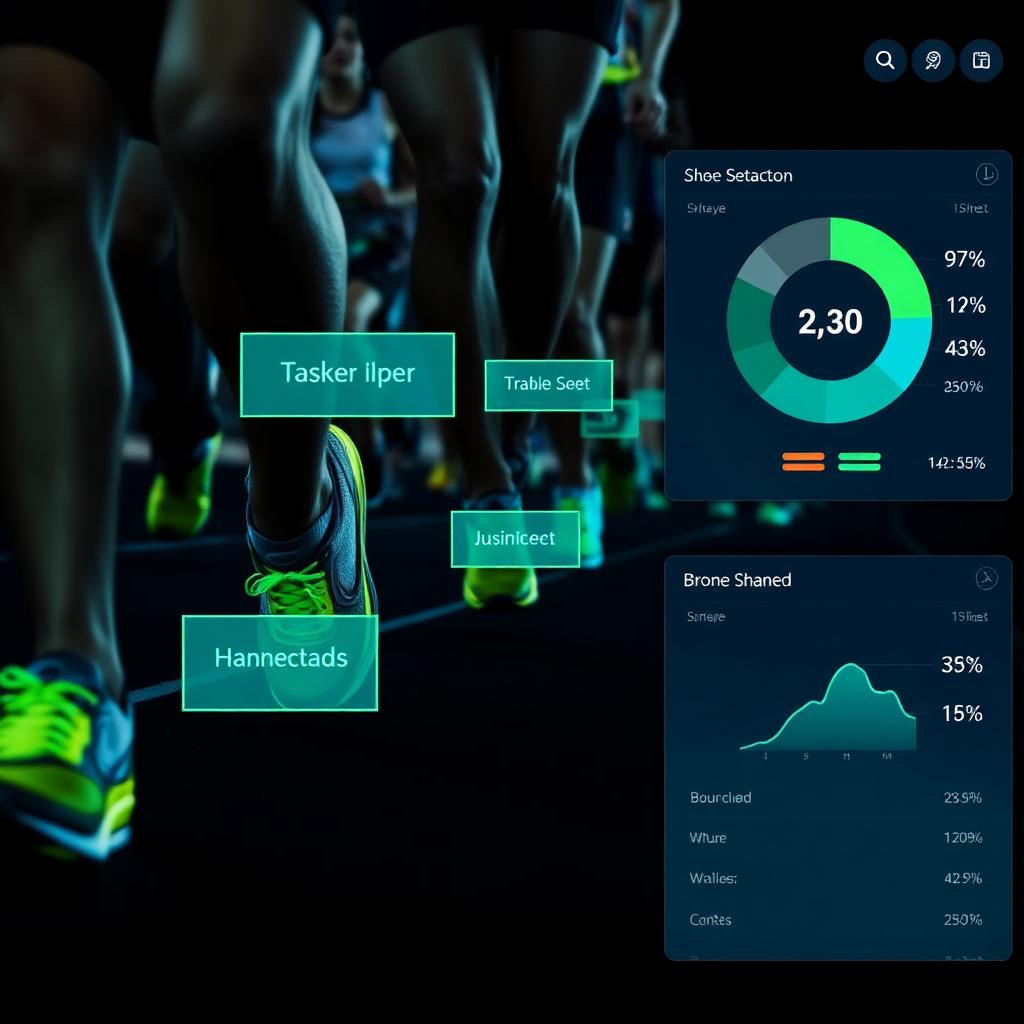 Computer vision overlay on running shoes with brand share dashboard